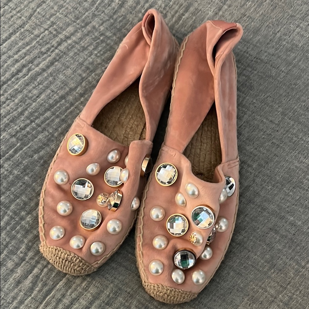 Elegant Pink Embellished Women's Espadrilles